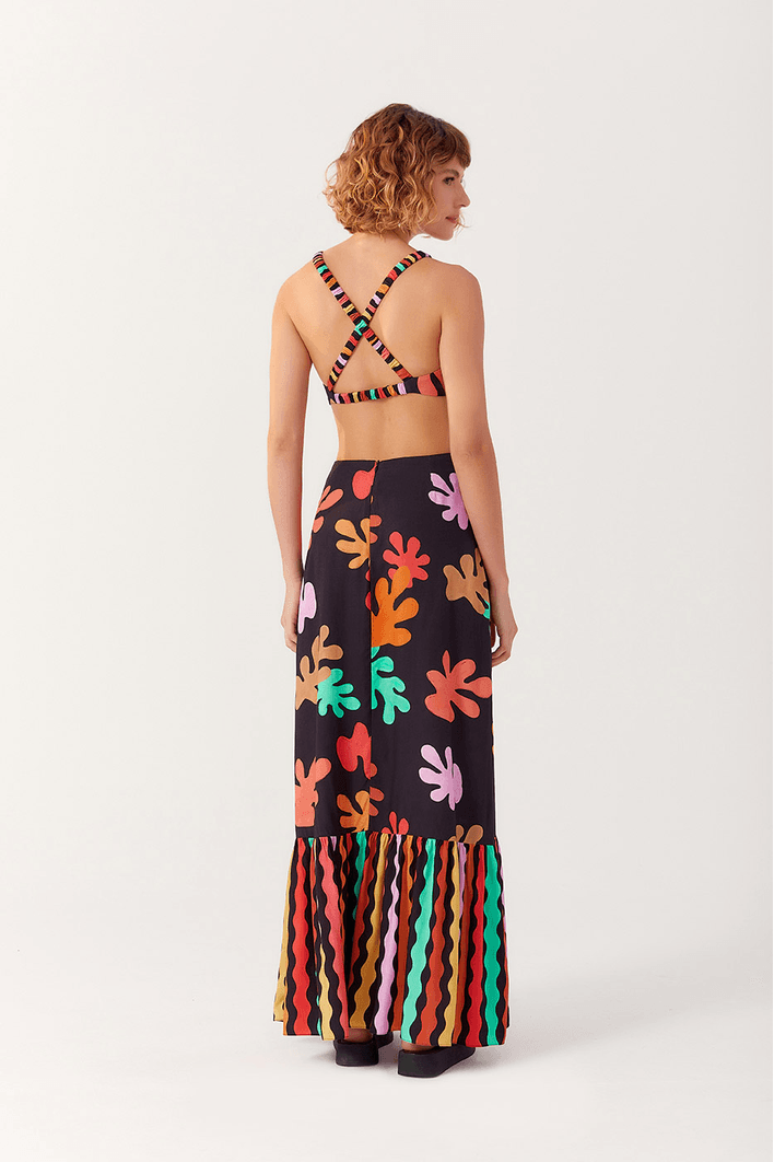 Vestido Cropped Estampa Algas