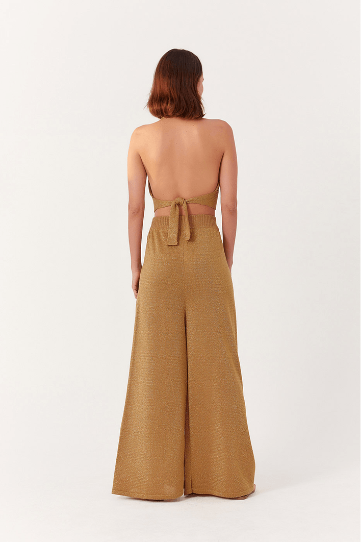 Calça Tricot Pregas Shine