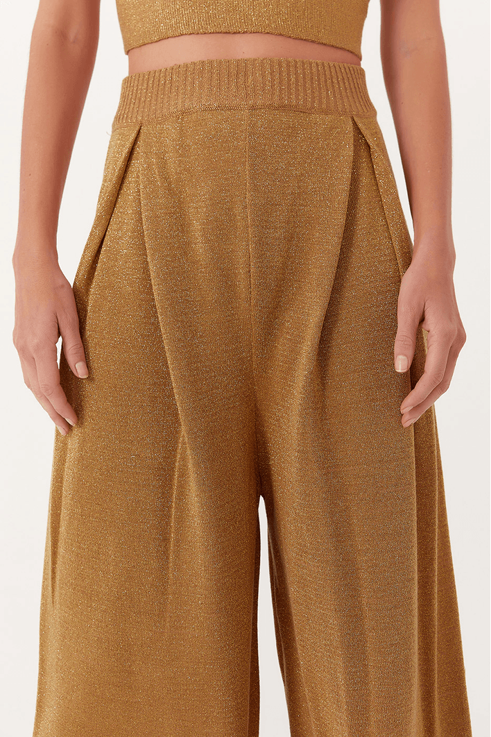 Calça Tricot Pregas Shine