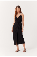 Vestido Linho Midi Transpassado