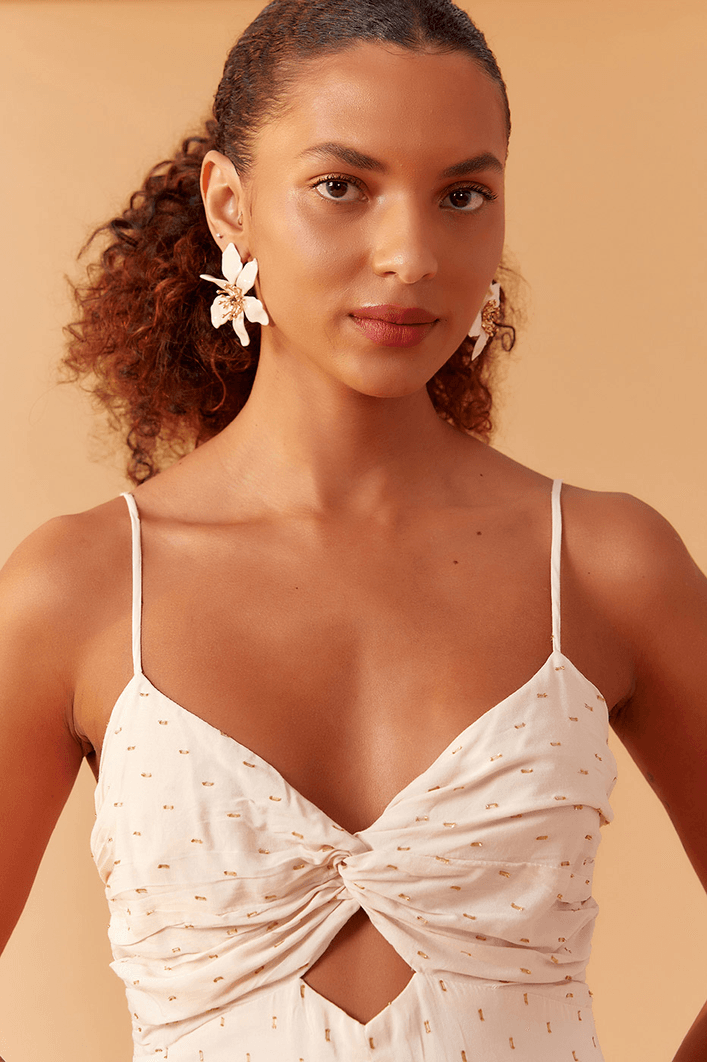 Vestido Longo Lurex Busto Franzido