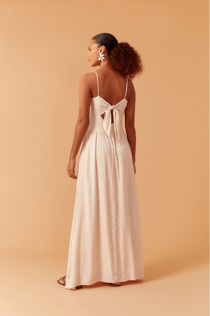 Vestido Longo Lurex Busto Franzido