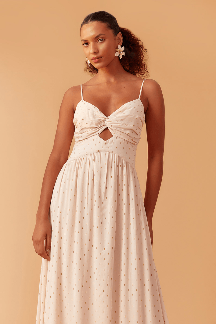Vestido Longo Lurex Busto Franzido