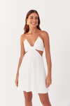 Vestido Curto Crepe Alça Metal