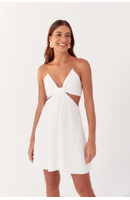 Vestido Curto Crepe Alça Metal