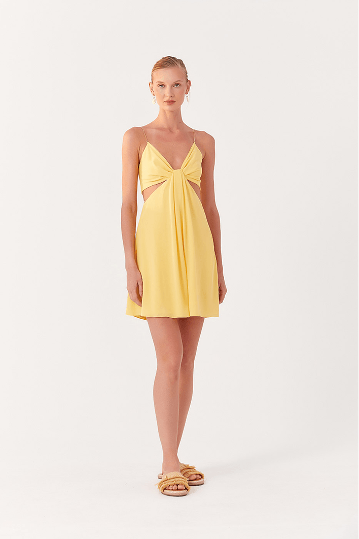 Vestido Curto Crepe Alça Metal