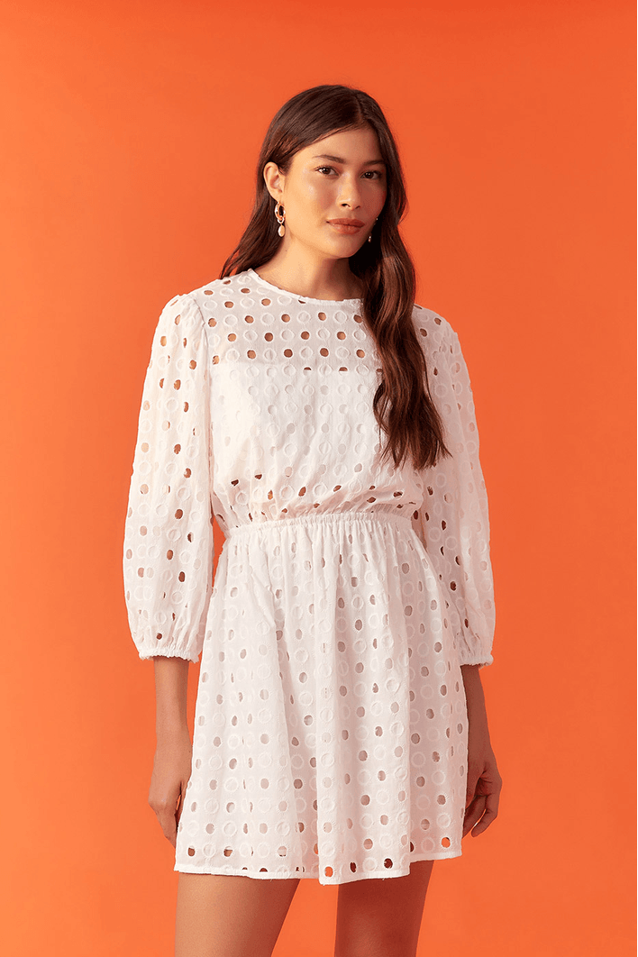 Vestido Laise Curto Com Manga