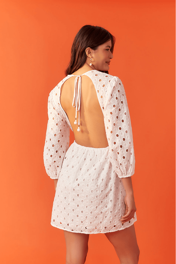 Vestido Laise Curto Com Manga