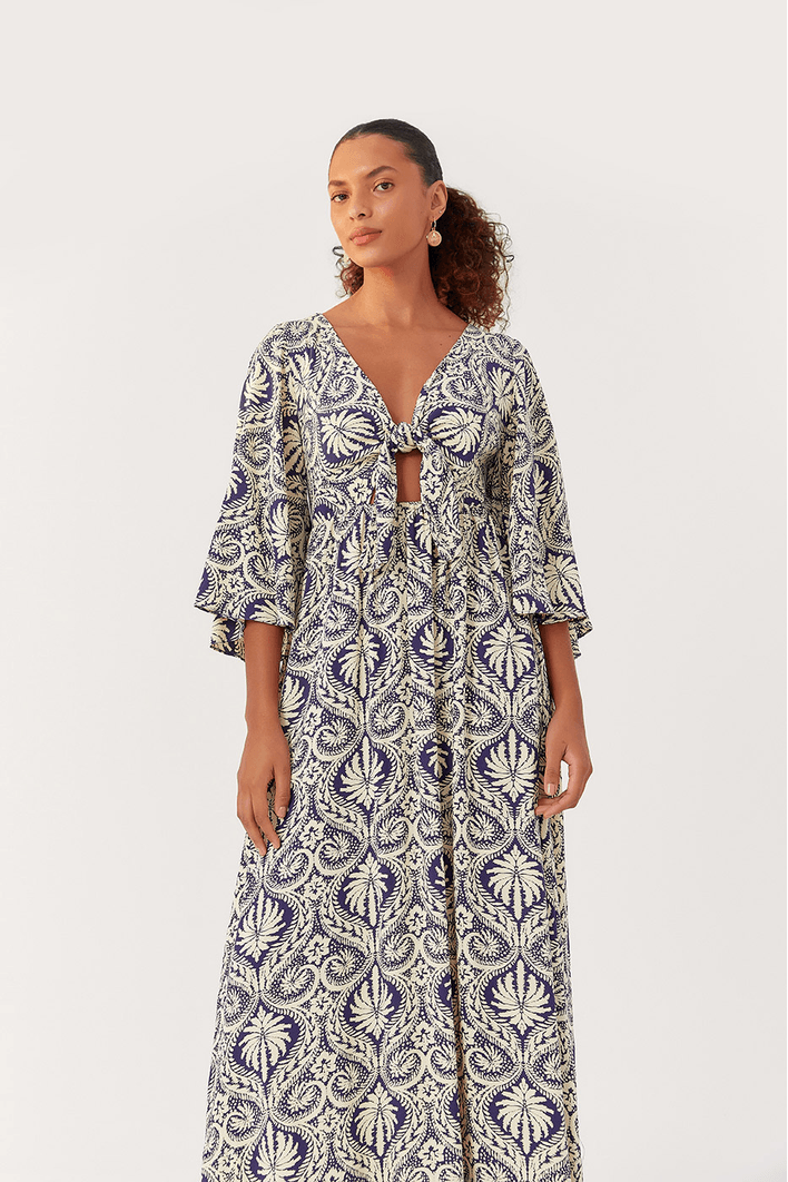 Vestido Cropped Estampa Verano Navy