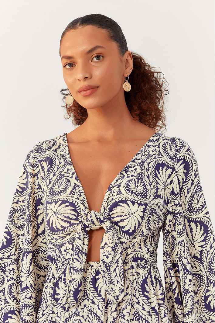 Vestido Cropped Estampa Verano Navy
