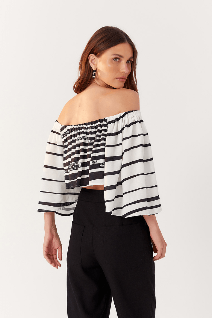 Blusa Ombra Á Ombro Estampa Poema
