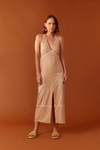 Vestido Linho Cropped Bordado Coqueiro