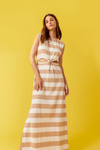 Vestido Estampa Listra Bege