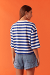 T-shirt Estampa Listra Azul Com Bordado