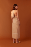 Vestido Linho Cropped Bordado Coqueiro