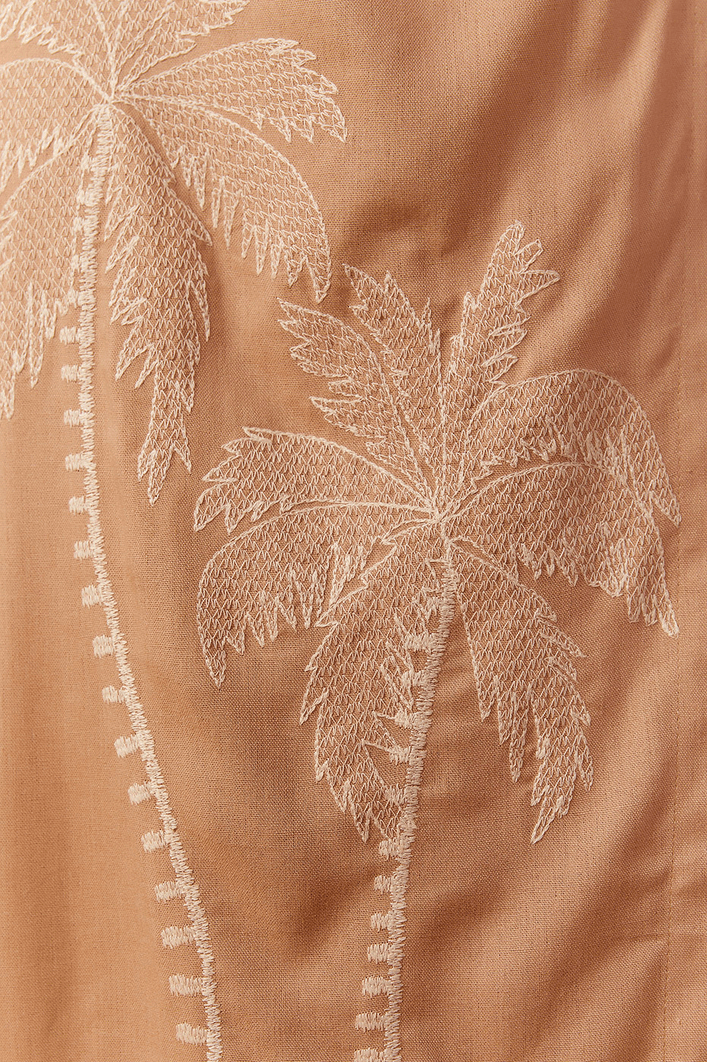 Saia Linho Cropped Bordado Coqueiro