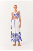 Saia Cropped Linho Estampa Ombrelone