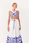 Saia Cropped Linho Estampa Ombrelone