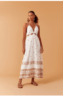 Vestido Cropped Bordado Barrado