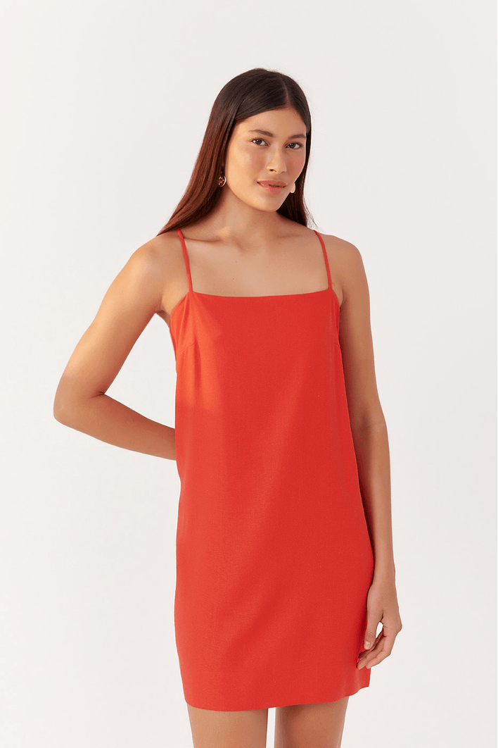 Vestido Curto Linho Retinho