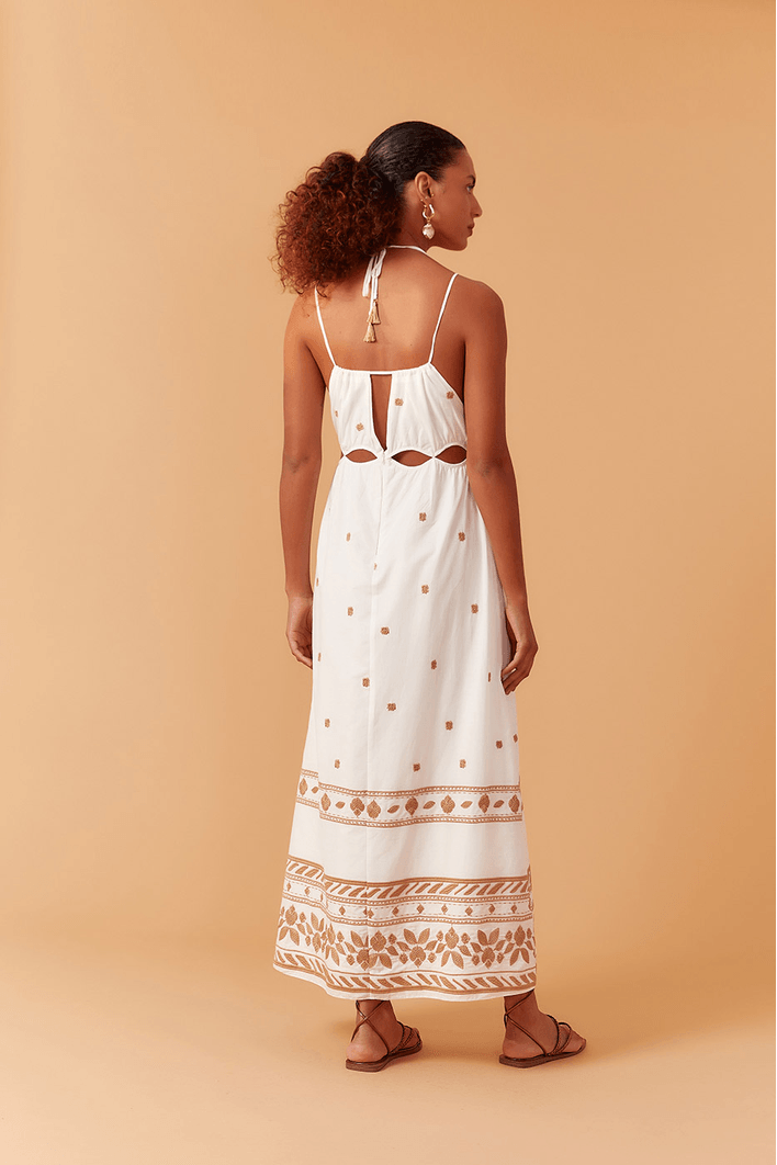 Vestido Cropped Bordado Barrado