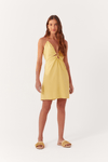 Vestido Linho Curto Busto Franzido