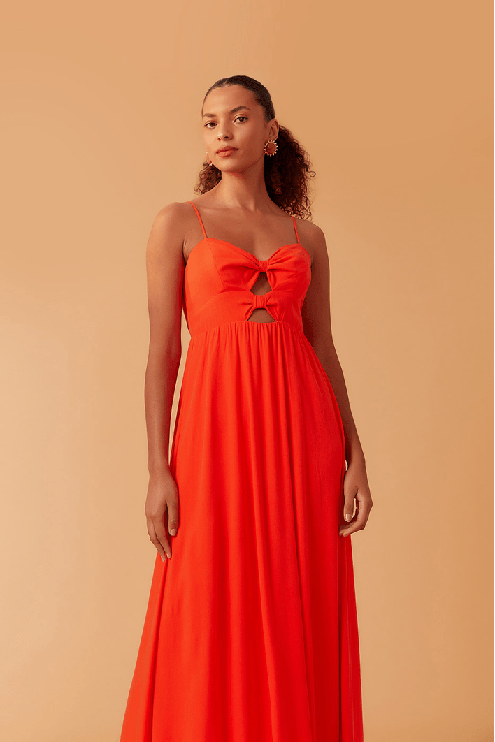 Vestido Longo Crepe Nó Duplo Frente
