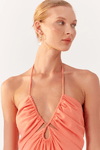 Vestido Linho Curto Busto Franzido