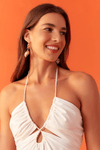 Vestido Linho Curto Busto Franzido