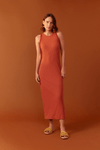 Vestido Canelado Bordado Crochet