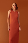 Vestido Canelado Bordado Crochet