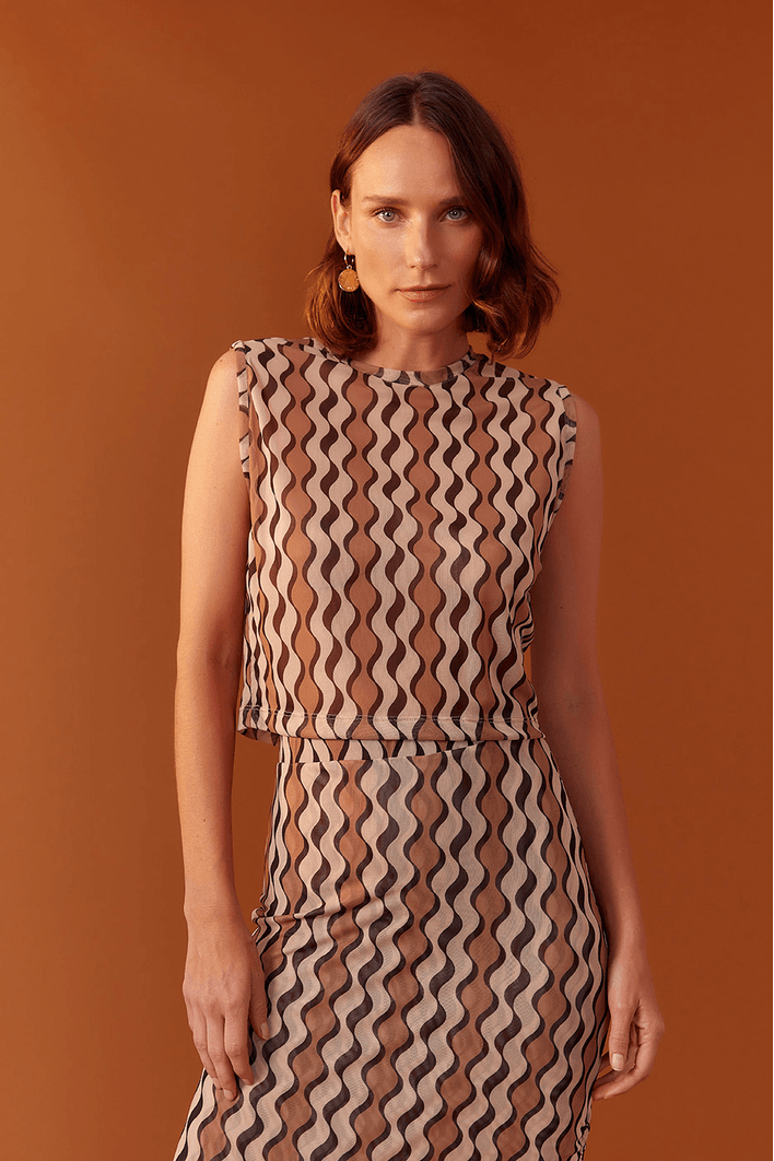 Blusa Tule Estampa Areal