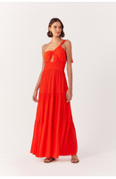 Vestido Longo Crepe Alça Diagonal
