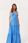 Vestido Longo Crepe Alça Diagonal