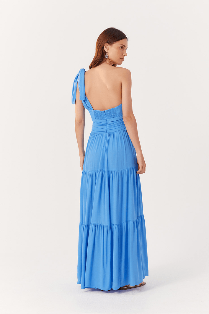 Vestido Longo Crepe Alça Diagonal