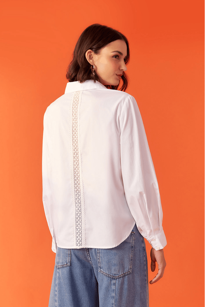 Camisa Algodão Detalhe Renda