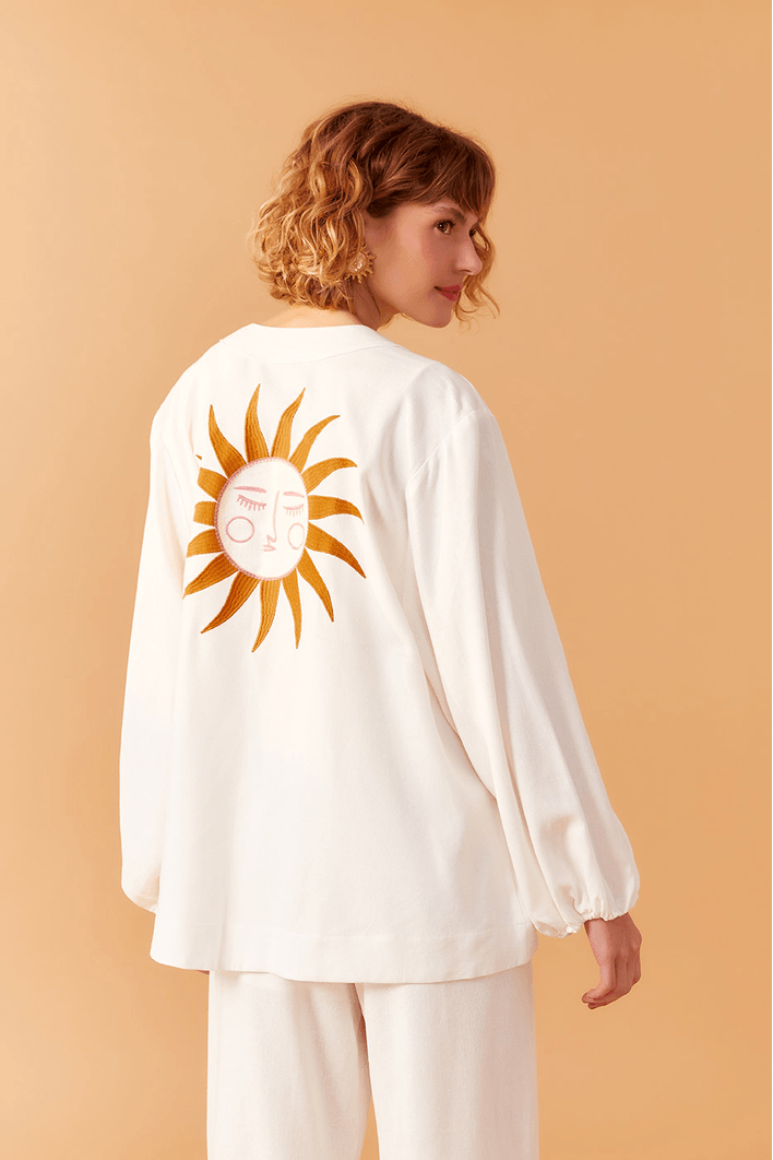 Kimono Linho Bordado Sol