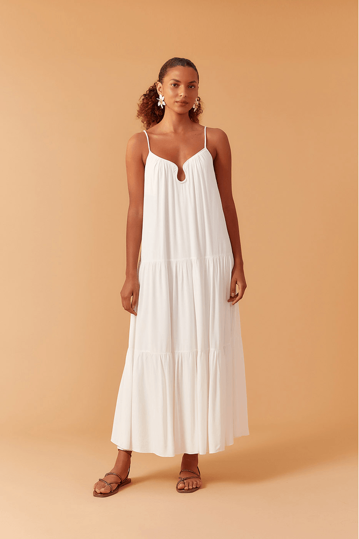 Vestido Longo Crepe Decote Gota