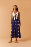 Vestido Cropped Bicolor Bordado