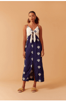 Vestido Cropped Bicolor Bordado