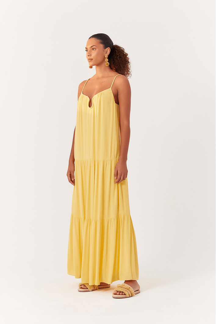 Vestido Longo Crepe Decote Gota