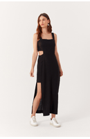 Vestido Linho Cropped Recorte Lateral