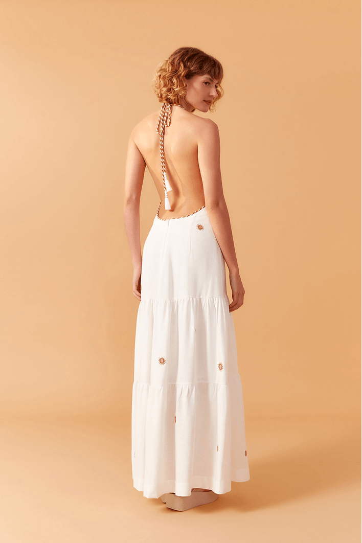 Vestido Linho Bordado Sol