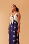 Vestido Cropped Bicolor Bordado
