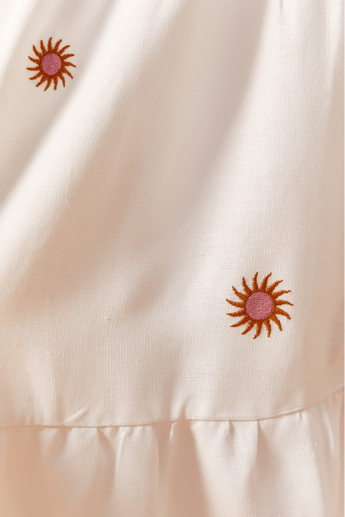 Vestido Linho Bordado Sol
