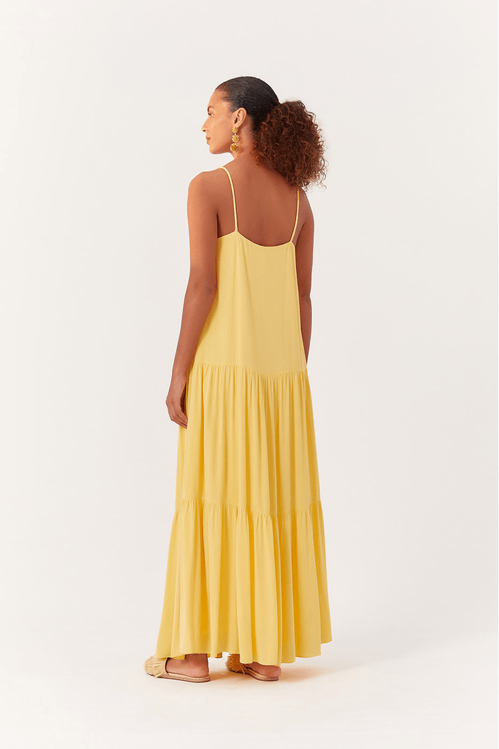 Vestido Longo Crepe Decote Gota