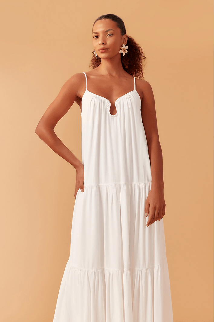 Vestido Longo Crepe Decote Gota