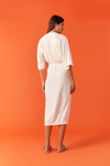 Vestido Midi Linho Saia Pregas