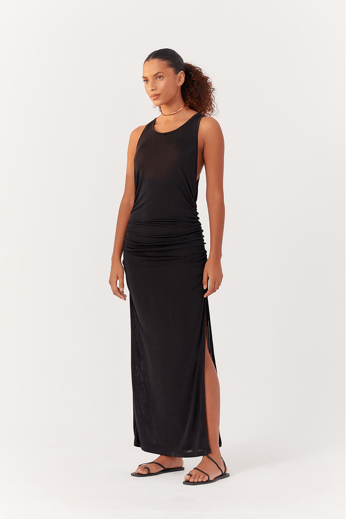 Vestido Jersey Franzido Lateral