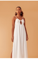 Vestido Cropped Linho Bordado Concha